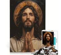 Puzzle da 1000 pezzi per adulti ritratto di Gesù Cristo in preghiera gioco impossibile analisi e logica per rafforzare l'amore tra le coppie 38x52cm