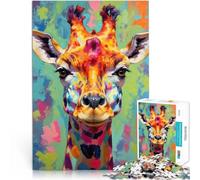 Puzzle da 1000 pezzi per adulti Ritratto di giraffa colorata Gioco di famiglia antistress sfida difficile regali per amici e familiari 52x38cm