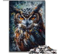 Puzzle da 1000 pezzi per adulti, ritratto di gufo dipinto a olio in legno, idea regalo unica per la casa fai da te, 50x75cm, attività per adulti e famiglie, regalo per la casa fai da te