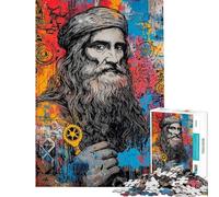 Puzzle da 1000 pezzi per adulti ritratto di Leonardo Da Vinci Gioco impossibile giocattolo avvincente per coltivare la pazienza Regalo per donne e uomini Modello da assemblare (dimensioni 75x50cm)