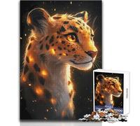 Puzzle da 1000 pezzi per adulti, ritratto di leopardo infuocato, animale da rilassare durante il tempo libero, taglio netto, senza soluzione di continuità, giocattolo ad incastro, dimensioni 38x26cm