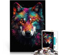 Puzzle da 1000 pezzi per adulti Ritratto di lupo colorato 2 Per il divertimento in famiglia offerte come regali per tutta la famiglia 75x50cm