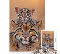 Puzzle da 1000 pezzi per adulti ritratto di madre e cucciolo di ocelot giocattoli antistress fantastici regali e giocattoli per giochi educativi allena il cervello e le mani dimensioni 50x75cm