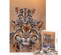 Puzzle da 1000 pezzi per adulti ritratto di madre e cucciolo di ocelot giocattolo decorazione da parete ottimo regalo per giochi rilassanti giochi per migliorare l'amore tra coppie dimensioni 38x52cm