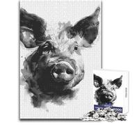 Puzzle da 1000 pezzi per adulti, ritratto di maialino ad acquerello, ideale per momenti di relax e tranquillità, taglio uniforme e pulito, giocattolo per il tempo libero, dimensioni 50x75cm