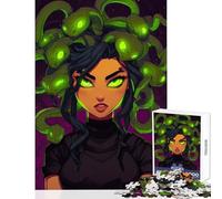 Puzzle da 1000 pezzi per adulti ritratto di Medusa con serpenti verdi luminosi giocattoli per la decorazione della casa regali di Babbo Natale segreto gioco pratico allena il tuo cervello