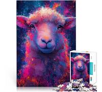 Puzzle da 1000 pezzi per adulti Ritratto di pecora colorata in stile pop art sfida educativa Decorazione murale Regali unici per compleanno e Natale 50x70cm