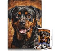 Puzzle da 1000 pezzi per adulti, ritratto di Rottweiler, rilassante e calmante, hobby da interni, giocattolo per il tempo libero, perfetto e preciso, dimensioni 38x26cm