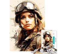 Puzzle da 1000 pezzi per adulti ritratto di soldatessa sfida impegnativa da completare gioco per famiglie dai 14 anni in su (38x52cm)
