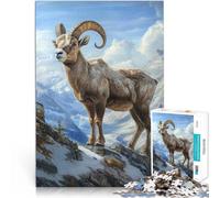 Puzzle da 1000 pezzi per adulti Ritratto di stambecco di montagna Fatto di cartone per età 14+ Migliorare la memoria regali per amici e familiari misurare:38x52cm
