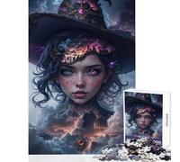 Puzzle da 1000 pezzi per adulti ritratto di strega mistica con paesaggio urbano giocattoli antistress ottimo regalo giochi rilassanti migliorare l'amore tra coppie dimensioni 50x75cm