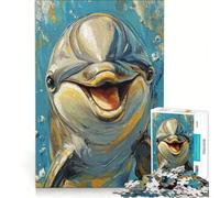Puzzle da 1000 pezzi per adulti ritratto di un delfino gioco rilassante taglio di precisione adatto come decorazione da scrivania 38x52cm