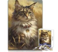 Puzzle da 1000 pezzi per adulti, ritratto di un gatto Maine Coon, perfetto per trascorrere ore tranquille e di svago, giocattolo di alta qualità con taglio preciso, dimensioni 50x75cm
