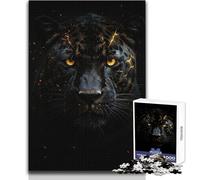 Puzzle da 1000 pezzi per adulti, ritratto di una pantera nera infuocata, meraviglioso per le giornate di relax, giocattolo affidabile dal taglio aderente, dimensioni 38x26cm