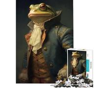 Puzzle da 1000 pezzi per adulti ritratto di una rana in abito elegante gioco interattivo ed educativo ideale come regalo o per divertirsi in famiglia (dimensioni 38x26cm)