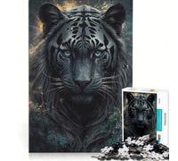 Puzzle da 1000 pezzi per adulti ritratto di una tigre nera gioco rilassante decorazione per la casa ideale come regalo per tutta la famiglia 38x26cm