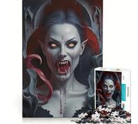Puzzle da 1000 pezzi per adulti: Ritratto di vampiro con sangue e zanne gioco educativo gara di velocità manuale ideale come regalo per tutta la famiglia 38x26cm