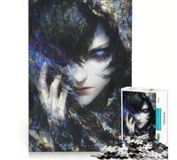 Puzzle da 1000 pezzi per adulti ritratto digitale glitch con occhi azzurri gioco impossibile interazione genitore-figlio lista dei desideri con Babbo Natale 38x26cm