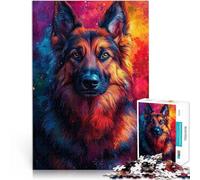 Puzzle da 1000 pezzi per adulti Ritratto pop art di pastore tedesco Gioco impegnativo con pezzi completamente interconnessi di forma casuale 52x38cm