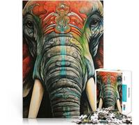 Puzzle da 1000 pezzi per adulti Ritratto ravvicinato di un elefante Difficile Duro con pezzi completamente interconnessi di forma casuale 38x26cm