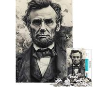 Puzzle da 1000 pezzi per adulti ritratto storico di Abraham Lincoln con gatto Puzzle antistress da 1000 pezzi regalo di compleanno gioco stimolante (38x26cm)