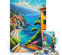 Puzzle da 1000 pezzi per adulti Riviera italiana Difficile da completare ma divertente e umoristico Adatto per la decorazione del desktop 52x38cm
