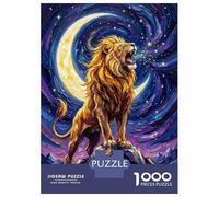 Puzzle Da 1000 Pezzi Per Adulti Roaring Lion Under Crescent Moon Painting Puzzle Gioco Rompicapo Decorazione Per La Casa Regali Unici Per Compleanno E Natale 38x26cm/1000pcs