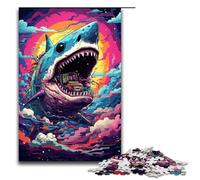 Puzzle da 1000 pezzi per adulti Robot Shark di Splatters Un sacco di puzzle divertenti per famiglie con nuvole colorate spesse poster abbinato e foglio di quiz 1000 pezzi