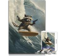 Puzzle da 1000 pezzi per adulti Rocket Raccoon Surfing Accogliente e rilassante Divertimento per il tempo libero Vestibilità perfetta Alta precisione Dimensioni giocattolo 50x75cm