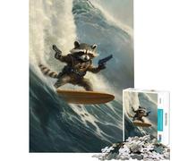 Puzzle da 1000 pezzi per adulti Rocket Raccoon Surfing Gioco stimolante Giocattolo educativo Corsa di velocità manuale Regalo per compleanni (Dimensioni 75x50cm)