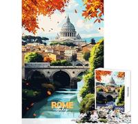 Puzzle da 1000 pezzi per adulti Roma Italia︰ Paesaggio urbano autunnale gioco rilassante analisi e logica giocattolo educativo decompressione intellettuale (50x75cm)