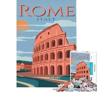 Puzzle da 1000 pezzi per adulti Roma Italia poster di viaggio sfida per l'intelligenza giocattolo avvincente gioco impossibile decorazione da parete ottimo regalo (dimensioni 38x52cm)
