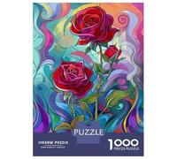 Puzzle Da 1000 Pezzi Per Adulti Rose Stained Glass Art Print Puzzle Per Adulti Gioco Rompicapo Per Migliorare La Memoria Regali Per Amici E Familiari 38x26cm/1000pcs