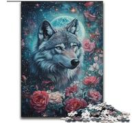 Puzzle da 1000 pezzi per adulti Rose Wolf, aiuta il cervello a esercitare i giocattoli avvincenti per coltivare la pazienza Decorazione perfetta (dimensioni 26x38cm)
