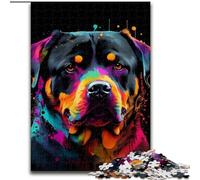 Puzzle da 1000 pezzi per adulti Rottweiler colorato in legno, per adolescenti dai 14 anni in su, decorazione per la casa 50x75cm per compleanni, feste e occasioni speciali