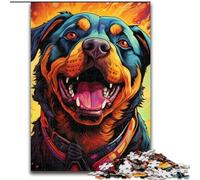 Puzzle da 1000 pezzi per adulti, Rottweiler colorato, puzzle da 1000 pezzi per adulti e famiglie, regalo fai da te per la casa (dimensioni 50x75cm)