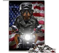Puzzle da 1000 pezzi per adulti Rottweiler su motocicletta in legno,regalo per uomini e donne,attività coinvolgente per serate di gioco in famiglia,per tutti i giorni e per occasioni speciali,50x75cm