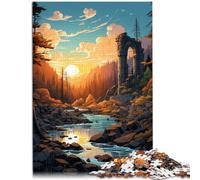 Puzzle da 1000 pezzi, per adulti, rovine al tramonto, giochi di relax, attività divertenti a casa, regalo di compleanno, regalo di viaggio, adolescenti dai 14 anni, 26 x 38 cm