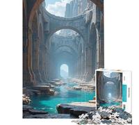 Puzzle da 1000 pezzi per adulti Rovine antiche con corso d'acqua turchese Puzzle per adulti giochi per famiglie divertimento in famiglia gioco stimolante regalo (dimensioni 50x75cm)