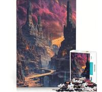 Puzzle da 1000 pezzi per adulti, Rovine di montagna fantasy, Gioco rilassante, Allena la mente e la mano, compleanno e Natale 38x26cm