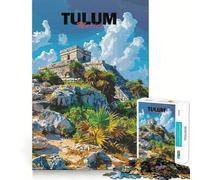 Puzzle da 1000 pezzi per adulti, Rovine di Tulum, Messico, con bordi sottili, gioco cognitivo, rilassante, decorazione natalizia da parete (38x26cm)