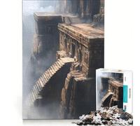 Puzzle da 1000 pezzi per adulti Rovine di un tempio nebbioso sulla scogliera gioco educativo migliora la memoria compleanno e Natale 38x52cm