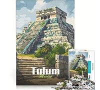 Puzzle da 1000 pezzi per adulti Rovine Maya di Tulum gioco educativo sfida impegnativa rafforza l'amore tra le coppie 38x26cm
