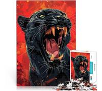 Puzzle da 1000 pezzi per adulti Ruggito della Pantera Nera Fatto di legno，per età 14+ Difficile da completare ma divertente e umoristico grande regalo。misurare：50x75cm/19.68x29.52pollice