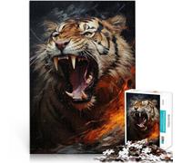 Puzzle da 1000 pezzi per adulti Ruggito della tigre Fatto di carta，per età pari o superiore a 14 anni Decorazione da parete con giocattoli Grande regalo。misurare：26x38cm/10.24 x 14.96pollice