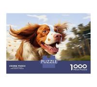 Puzzle Da 1000 Pezzi Per Adulti Running Brittany Spaniel with Windblown Fur Adolescenti Puzzle Giochi Per Famiglie Difficile Difficile Interazione Genitore-figlio 52x38cm/1000pcs