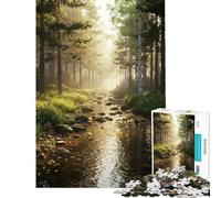 Puzzle da 1000 pezzi per adulti ruscello nella foresta alla luce del mattino rompicapo per adulti taglio di precisione ideale come regalo (dimensioni 38x52cm)