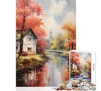Puzzle da 1000 pezzi per adulti rustico autunnale fiume fai da te fantastici regali e giocattoli gioco impossibile interessante riduzione dello stress dimensioni 38x26cm