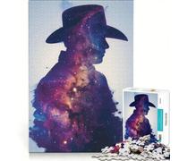 Puzzle da 1000 pezzi per adulti, sagoma di cowboy e galassia, gioco interattivo, migliora la memoria, collezione d'artista, opera d'arte 50x75cm