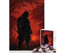 Puzzle da 1000 pezzi per adulti sagoma di un samurai nella foresta rossa giocattoli fai da te fantastici regali e giocattoli giochi rilassanti per migliorare l'amore tra coppie dimensioni 38x26cm